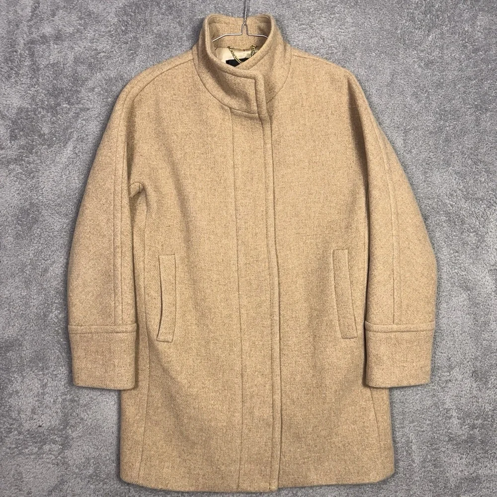 J Crew Stadium Cloth Coat Women 8 Cocoon Italian Nello Gori Wool Pea Camel Brown